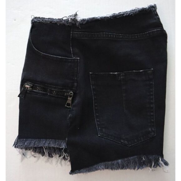 Ben Taverniti Unravel Project WMN Sz 28 Black Stonewash Denim Lace-Up Shorts - Picture 4 of 5